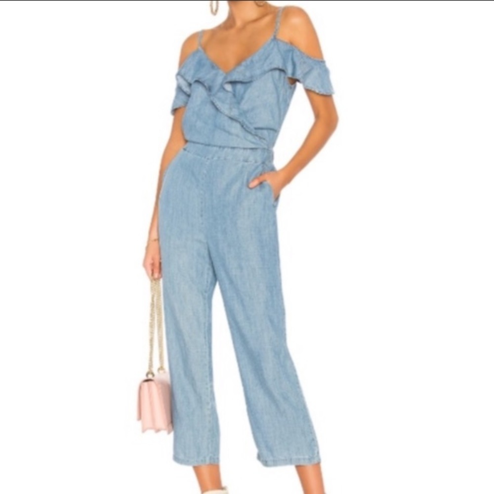 Michael Stars x Revolve Chambray Ruffle Jumpsuit